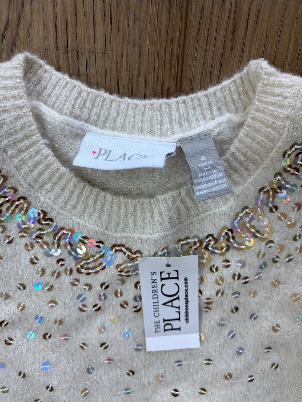 The Children's Place| Cream Sparkle & Sequin Sweater Dress